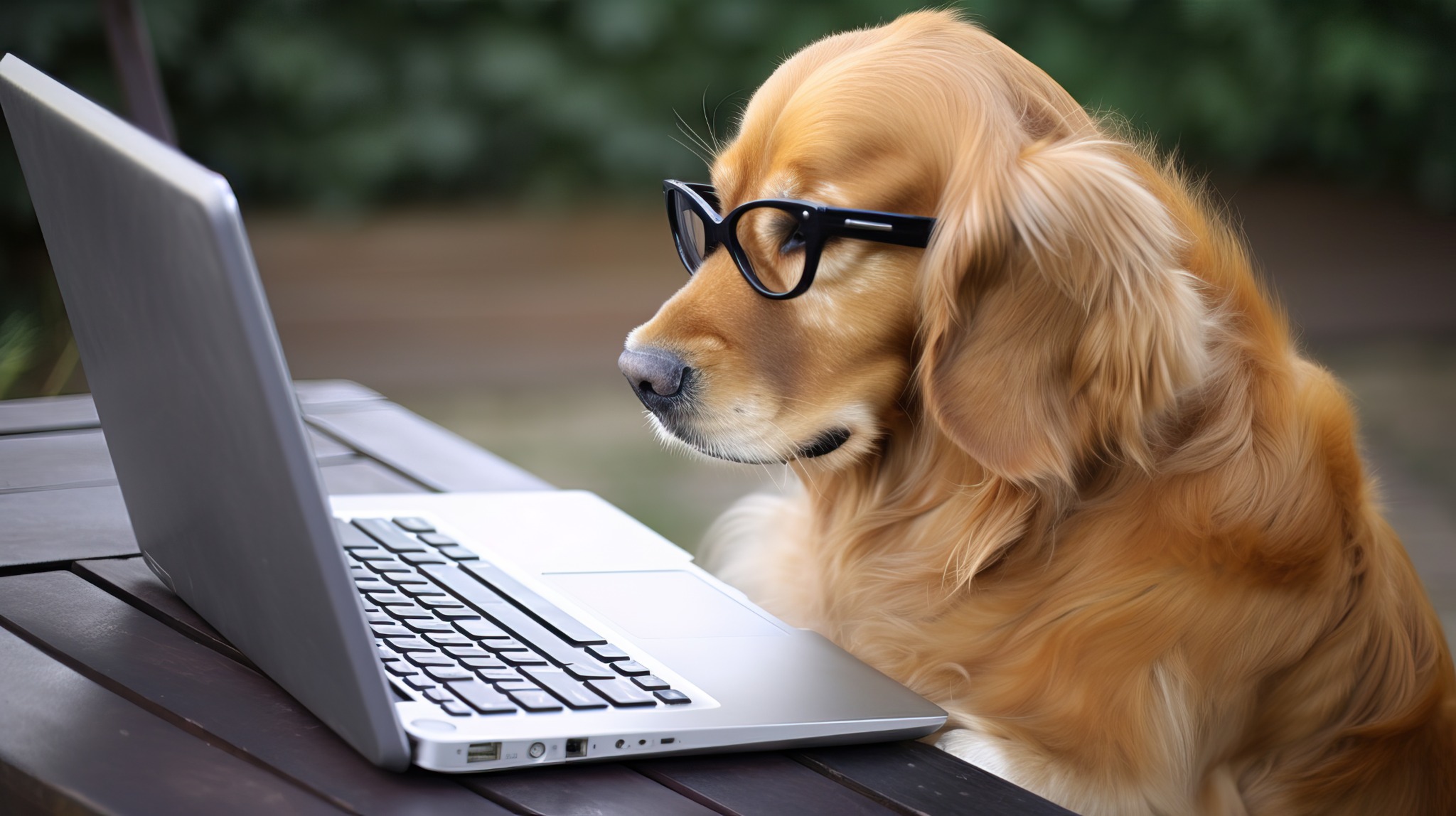 Dog at computer