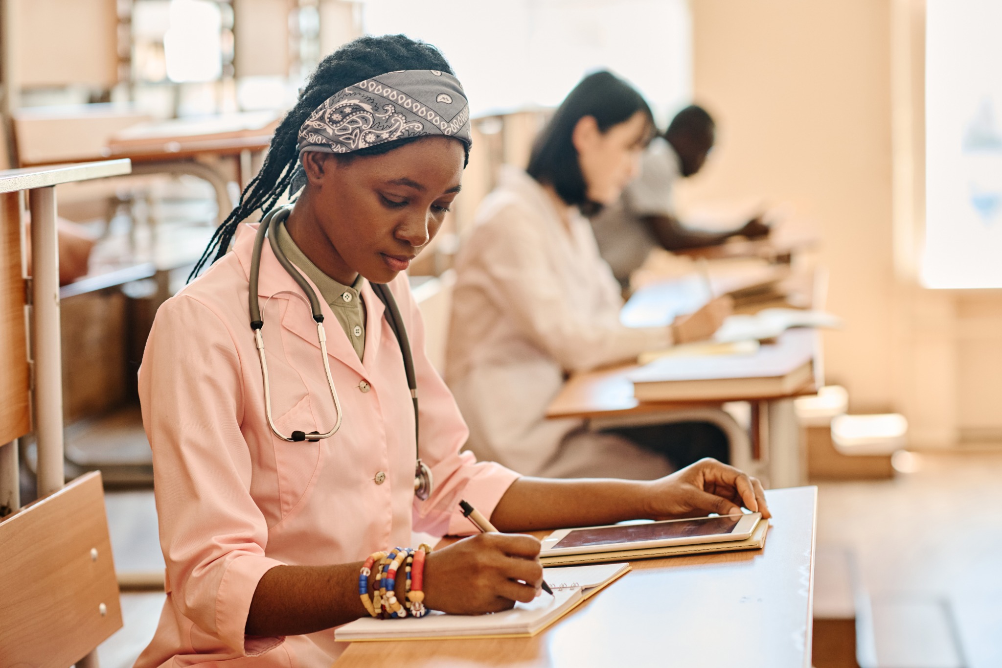 Vet student studying